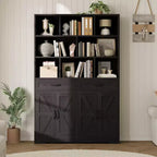 Acekool Étagère 6 Niveaux de 180 cm avec 8 Niches, 2 Tiroirs, 4 Portes pour Salon et Bureau
