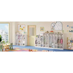 Vestiaire enfant 4 sections Acekool avec 4 casiers et 8 patères pour salle de classe, crèche et maison
