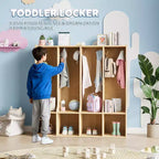 Vestiaire enfant 4 sections Acekool avec 4 casiers et 8 patères pour salle de classe, crèche et maison