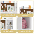 Bureau et chaise d'étude pour enfants avec étagère supérieure et armoire de rangement, table d'étude en bois, ergonomique, pour chambre à coucher, salle d'étude