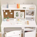 Bureau et chaise d'étude pour enfants avec étagère supérieure et armoire de rangement, table d'étude en bois, ergonomique, pour chambre à coucher, salle d'étude