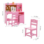 Bureau et chaise d'étude pour enfants avec étagère supérieure et armoire de rangement, table d'étude en bois, ergonomique, pour chambre à coucher, salle d'étude