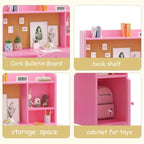 Bureau et chaise d'étude pour enfants avec étagère supérieure et armoire de rangement, table d'étude en bois, ergonomique, pour chambre à coucher, salle d'étude