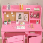 Bureau et chaise d'étude pour enfants avec étagère supérieure et armoire de rangement, table d'étude en bois, ergonomique, pour chambre à coucher, salle d'étude