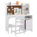 Bureau et chaise d'étude pour enfants avec étagère supérieure et armoire de rangement, table d'étude en bois, ergonomique, pour chambre à coucher, salle d'étude