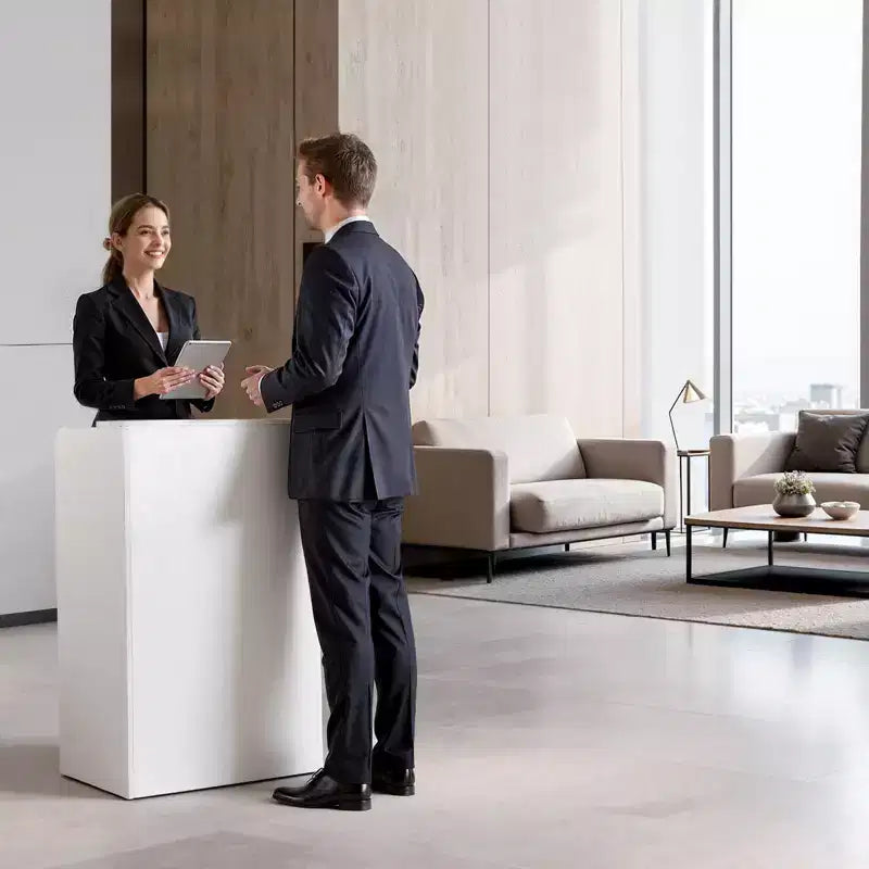 Comptoir de réception VEVOR, table de réception rectangulaire de 60 cm, bureau de réception moderne avec tiroir, petite table de comptoir de vente au détail minimaliste, blanc
