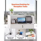 Comptoir de réception VEVOR, table de réception rectangulaire de 60 cm, bureau de réception moderne avec tiroir, petite table de comptoir de vente au détail minimaliste, blanc