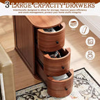 Table d'appoint Celebalcony avec 3 tiroirs pour lit ou canapé, Table de chevet étroite et mince, Armoire de rangement peu encombrante pour coin salon/chambre, Noyer