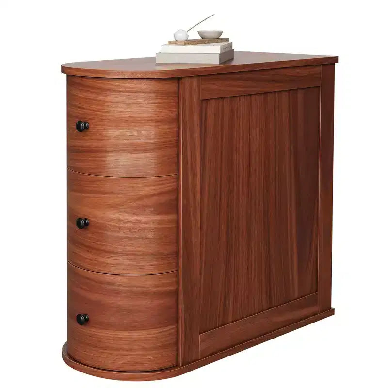 Table d'appoint Celebalcony avec 3 tiroirs pour lit ou canapé, Table de chevet étroite et mince, Armoire de rangement peu encombrante pour coin salon/chambre, Noyer
