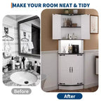 COZONY 65 Armoire d'angle de ferme avec portes de grange, meuble de rangement d'angle autoportant à 5 niveaux pour cuisine, salle de bain ou salon
