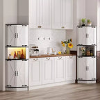 COZONY 65 Armoire d'angle de ferme avec portes de grange, meuble de rangement d'angle autoportant à 5 niveaux pour cuisine, salle de bain ou salon