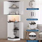 COZONY 65 Armoire d'angle de ferme avec portes de grange, meuble de rangement d'angle autoportant à 5 niveaux pour cuisine, salle de bain ou salon