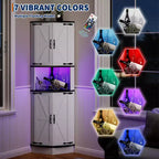 COZONY 65 Armoire d'angle de ferme avec portes de grange, meuble de rangement d'angle autoportant à 5 niveaux pour cuisine, salle de bain ou salon