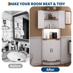 COZONY 65 Armoire d'angle de ferme avec portes de grange, meuble de rangement d'angle autoportant à 5 niveaux pour cuisine, salle de bain ou salon