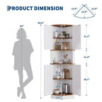 COZONY 65 Armoire d'angle de ferme avec portes de grange, meuble de rangement d'angle autoportant à 5 niveaux pour cuisine, salle de bain ou salon