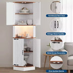 COZONY 65 Armoire d'angle de ferme avec portes de grange, meuble de rangement d'angle autoportant à 5 niveaux pour cuisine, salle de bain ou salon