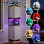 COZONY 65 Armoire d'angle de ferme avec portes de grange, meuble de rangement d'angle autoportant à 5 niveaux pour cuisine, salle de bain ou salon