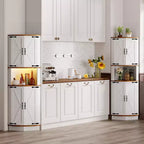 COZONY 65 Armoire d'angle de ferme avec portes de grange, meuble de rangement d'angle autoportant à 5 niveaux pour cuisine, salle de bain ou salon