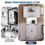 COZONY 65 Armoire d'angle de ferme avec portes de grange, meuble de rangement d'angle autoportant à 5 niveaux pour cuisine, salle de bain ou salon