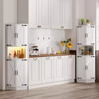 COZONY 65 Armoire d'angle de ferme avec portes de grange, meuble de rangement d'angle autoportant à 5 niveaux pour cuisine, salle de bain ou salon