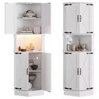 COZONY 65 Armoire d'angle de ferme avec portes de grange, meuble de rangement d'angle autoportant à 5 niveaux pour cuisine, salle de bain ou salon