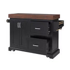 Îlot de cuisine Whisen grande capacité, chariot de cuisine portable à roulettes avec plateau épais de 3,5 po, 5 roues, 2 tiroirs, porte-serviettes