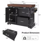 Îlot de cuisine Whisen grande capacité, chariot de cuisine portable à roulettes avec plateau épais de 3,5 po, 5 roues, 2 tiroirs, porte-serviettes