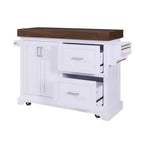 Îlot de cuisine Whisen grande capacité, chariot de cuisine portable à roulettes avec plateau épais de 3,5 po, 5 roues, 2 tiroirs, porte-serviettes