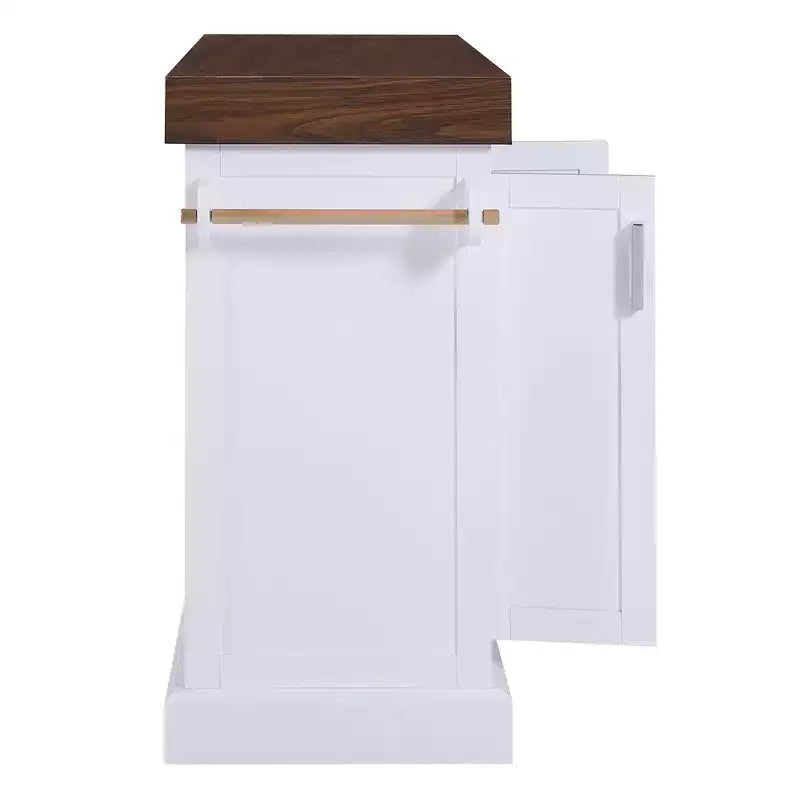 Îlot de cuisine Whisen grande capacité, chariot de cuisine portable à roulettes avec plateau épais de 3,5 po, 5 roues, 2 tiroirs, porte-serviettes
