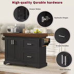 Îlot de cuisine Whisen grande capacité, chariot de cuisine portable à roulettes avec plateau épais de 3,5 po, 5 roues, 2 tiroirs, porte-serviettes