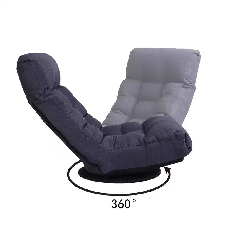 Fauteuil de sol pivotant FurnitureR avec pouf, chaise longue inclinable réglable avec repose-pieds, chaise de méditation pour salon ou chambre, BLEU