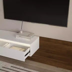 Meuble TV GDFStudio Ramsey extensible avec rangement et éclairage LED