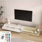 Meuble TV GDFStudio Ramsey extensible avec rangement et éclairage LED