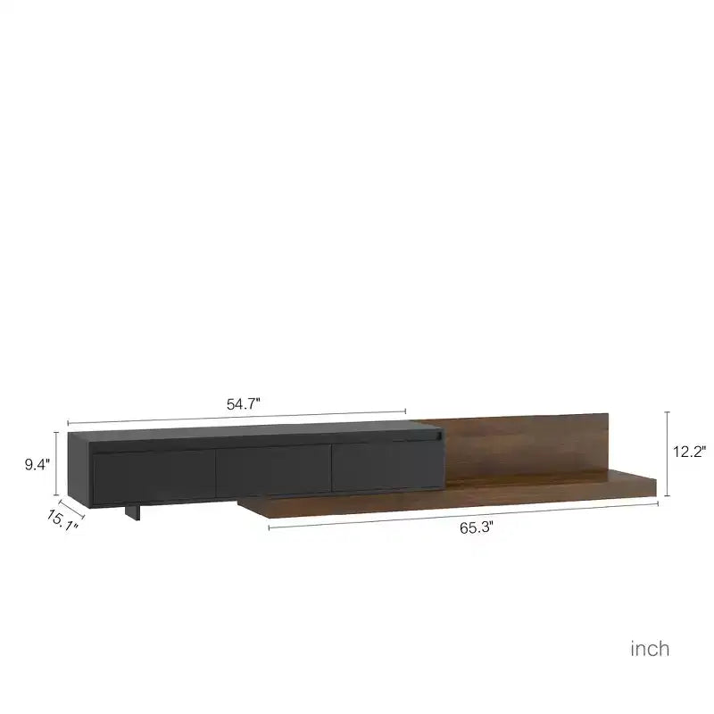 Meuble TV GDFStudio Ramsey extensible avec rangement et éclairage LED