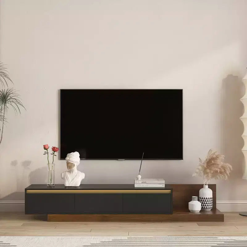 Meuble TV GDFStudio Ramsey extensible avec rangement et éclairage LED