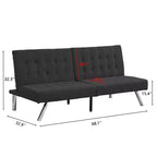 Canapé-lit futon convertible en tissu FurnitureR, canapé-lit moderne réglable avec coussin capitonné, petit canapé-lit d'appoint pour salon