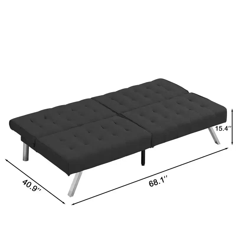 Canapé-lit futon convertible en tissu FurnitureR, canapé-lit moderne réglable avec coussin capitonné, petit canapé-lit d'appoint pour salon