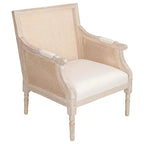Fauteuil d'appoint français rembourré en rotin et bois d'hévéa Bertie de GDFStudio
