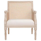 Fauteuil d'appoint français rembourré en rotin et bois d'hévéa Bertie de GDFStudio