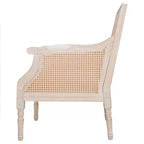 Fauteuil d'appoint français rembourré en rotin et bois d'hévéa Bertie de GDFStudio