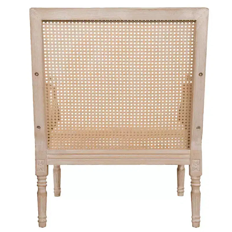Fauteuil d'appoint français rembourré en rotin et bois d'hévéa Bertie de GDFStudio