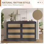 Acekool Commode à 6 tiroirs en rotin de 79 cm de haut, commode moderne pour chambre et salon