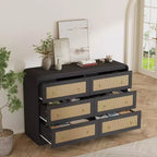 Acekool Commode à 6 tiroirs en rotin de 79 cm de haut, commode moderne pour chambre et salon