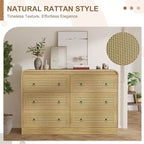 Acekool Commode à 6 tiroirs en rotin de 79 cm de haut, commode moderne pour chambre et salon
