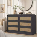 Acekool Commode à 6 tiroirs en rotin de 79 cm de haut, commode moderne pour chambre et salon