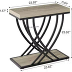 Table d'appoint Lantine, table d'appoint étroite à 2 niveaux pour salon, tables de chevet industrielles avec cadre métallique pour chambre à coucher, canapé, petits espaces, gris