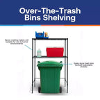 Étagères de rangement au-dessus des poubelles