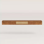 Meuble TV flottant mural Luck Live Farmhouse de 78,74 pouces avec porte en rotin et tiroir couleur noyer