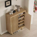 Meuble à chaussures cannelé de 41,5 po – Banc de rangement rustique à 5 niveaux avec étagères réglables pour entrée et couloir