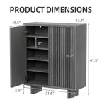 Meuble à chaussures cannelé de 41,5 po – Banc de rangement rustique à 5 niveaux avec étagères réglables pour entrée et couloir